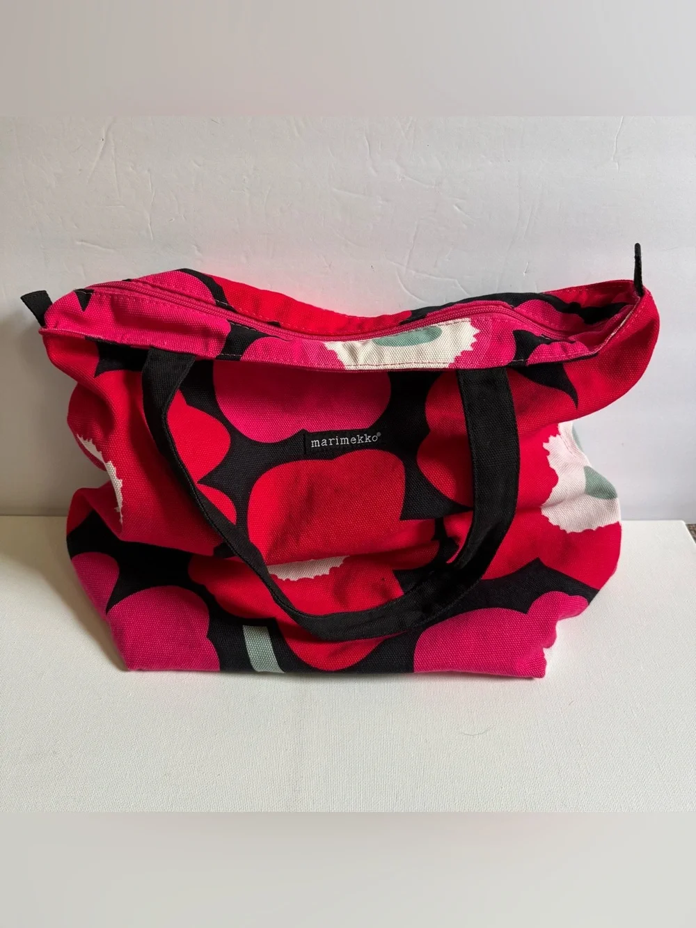 Marimekko Avon Breast Cancer Crusade Awareness Poppy Flower Canvas Tote Bag